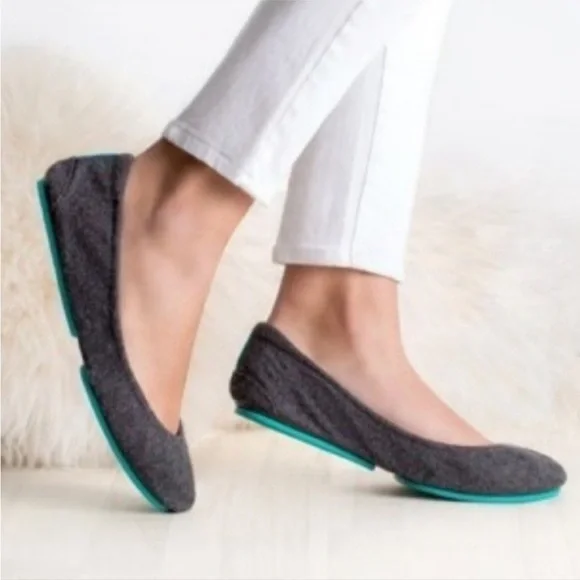 Tieks by Gavrieli Greystone vegan wool gray flats textured slippers shoes 9 - Picture 8 of 9